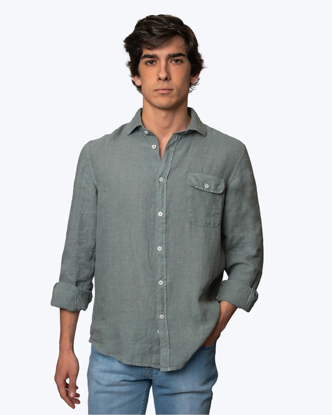 CHEMISE EN LIN VERTE TWAY