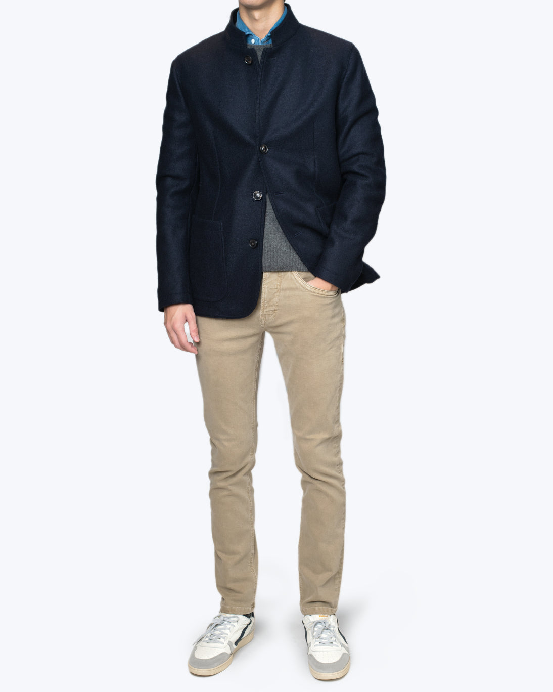 BLAZER DE CUELLO MAO NAVY MAXIMILIAM