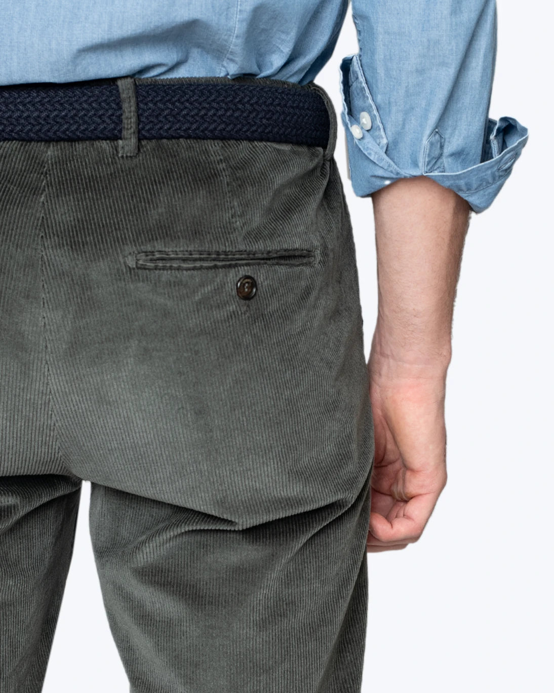 PANTALÓN CHINO DE PANA VERDE GRISÁCEO SEVENTY