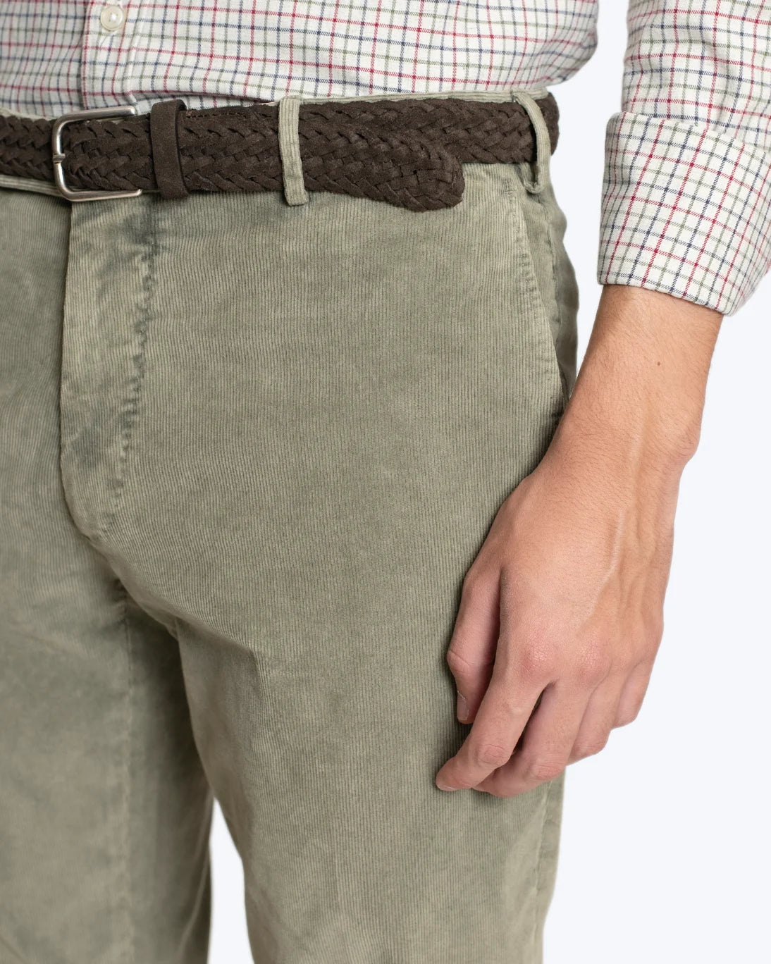 PANTALÓN CHINO DE PANA VERDE CLARO SANTANIELLO