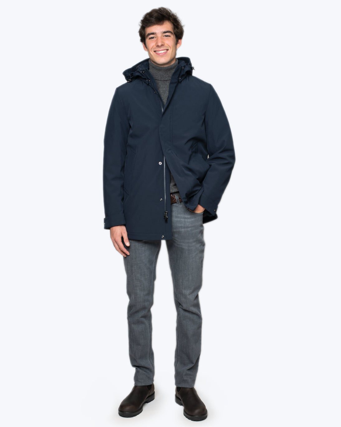PARKA AZUL CON CAPUCHA SOFT SHELL BARROW WOOLRICH