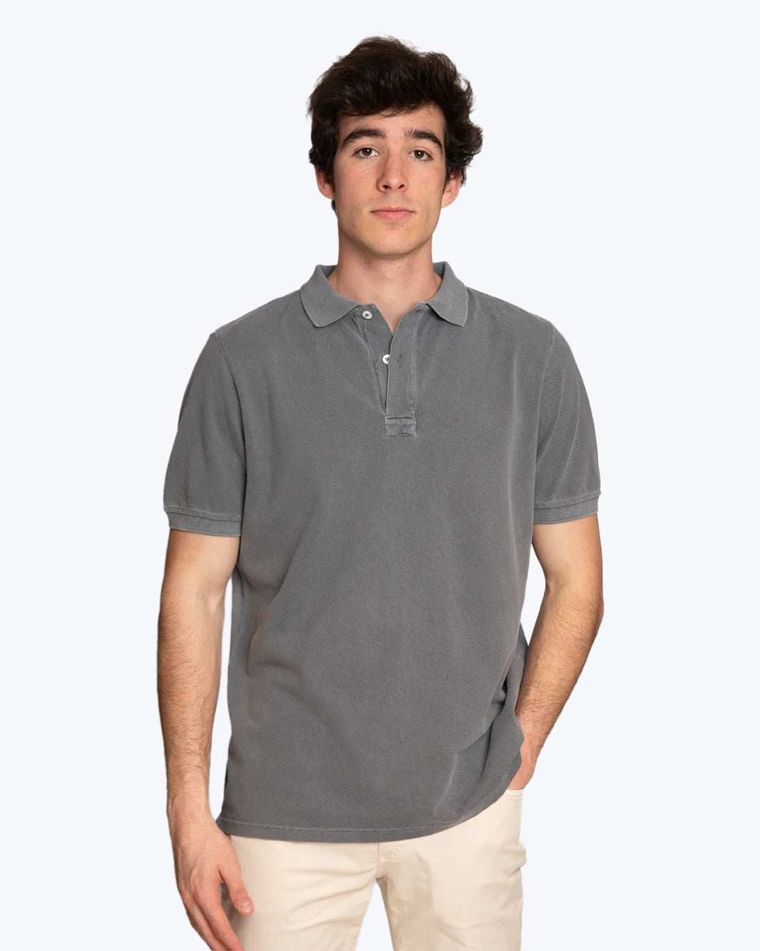 TWAY GRAY SHORT-SLEEVE POLO