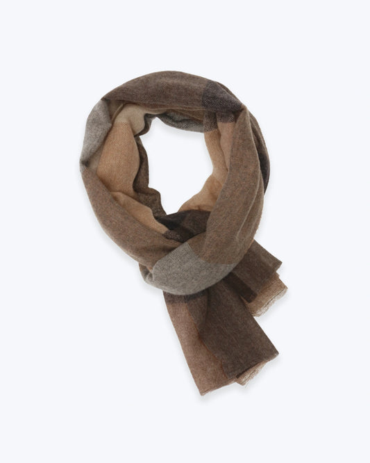 BUFANDA DE CASHMERE MARRÓN Y BEIGE FULHAM