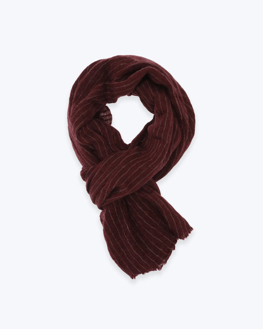 BUFANDA DE CASHMERE BURDEOS CON RAYAS BOTTO GIUSEPPE