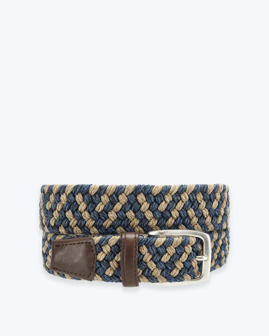 CINTURÓN TRENZADO AZUL Y BEIGE TWAY