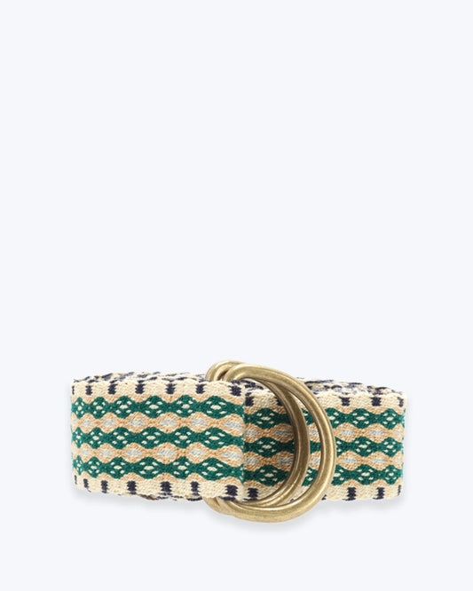 CINTURÓN ÉTNICO BEIGE-VERDE GUANABANA