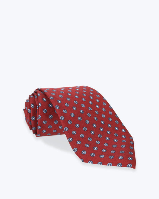 CORBATA DE SEDA BURDEOS CON FLORES FULHAM