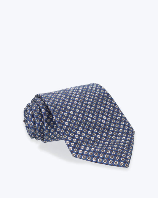 CORBATA DE SEDA AZUL CON FLORES FULHAM