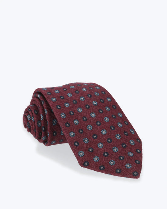 CORBATA DE LANA BURDEOS CON FLORES PETRONIUS