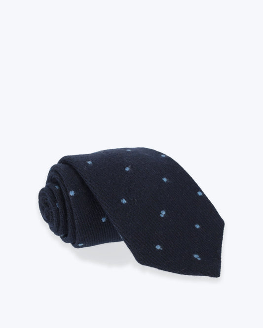 CORBATA DE LANA AZUL CON TOPOS PETRONIUS