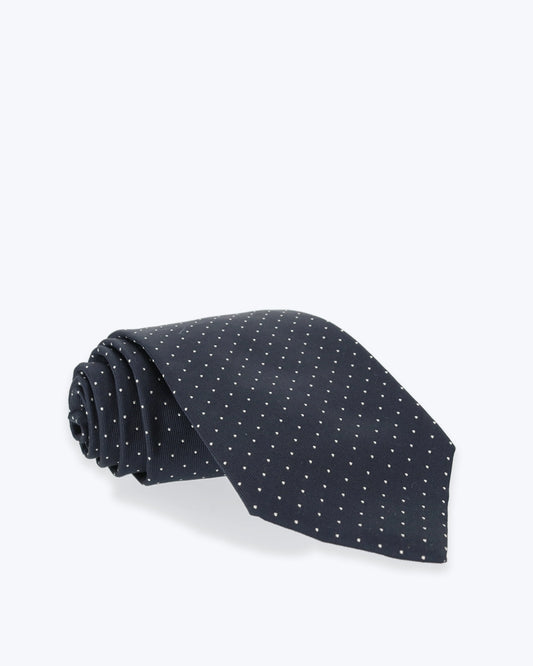 CORBATA DE SEDA NAVY CON TOPOS PETRONIUS