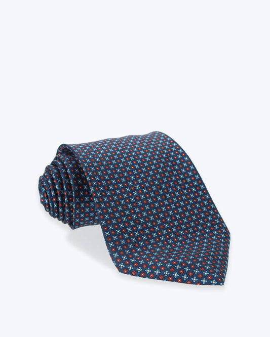 CORBATA DE SEDA AZUL ESTAMPADA PETRONIUS