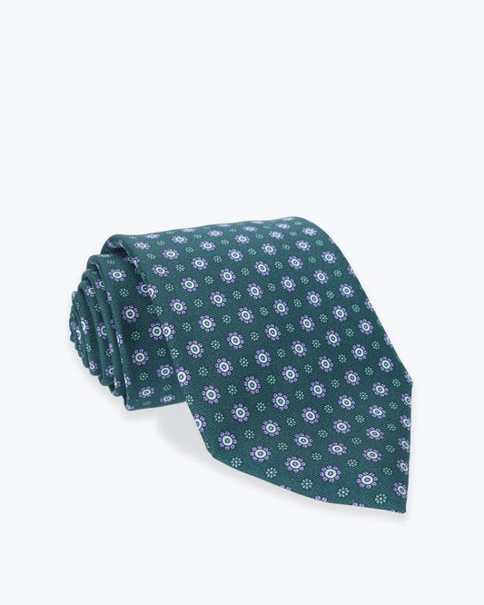 CORBATA DE SEDA VERDE CON FLORES FULHAM