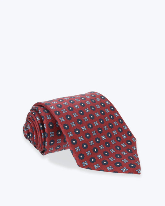 CORBATA DE SEDA ROJA CON FLORES FULHAM