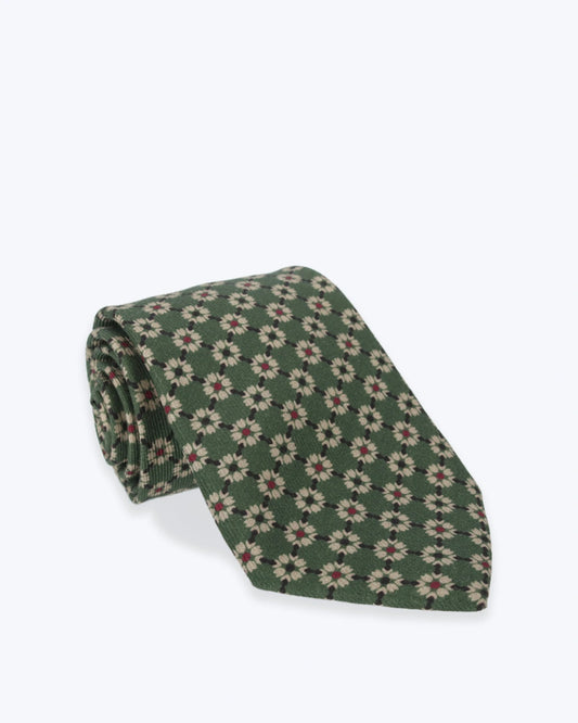 CORBATA DE LANA VERDE CON FLORES FULHAM