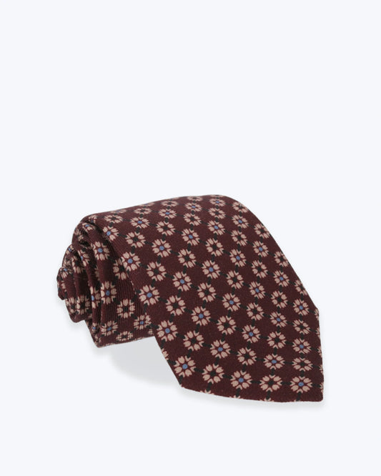 CORBATA DE LANA BURDEOS CON FLORES FULHAM