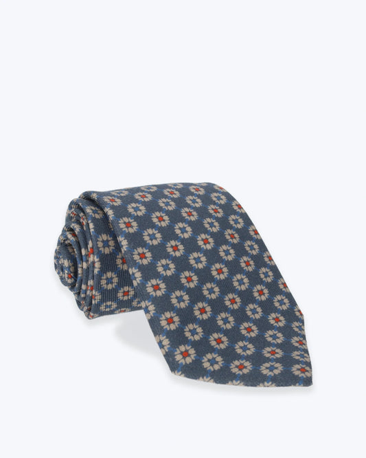 CORBATA DE LANA AZUL CON FLORES FULHAM