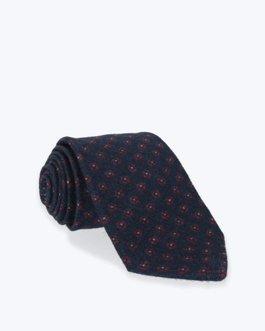 CORBATA DE LANA NAVY FLOR ROJA FULHAM