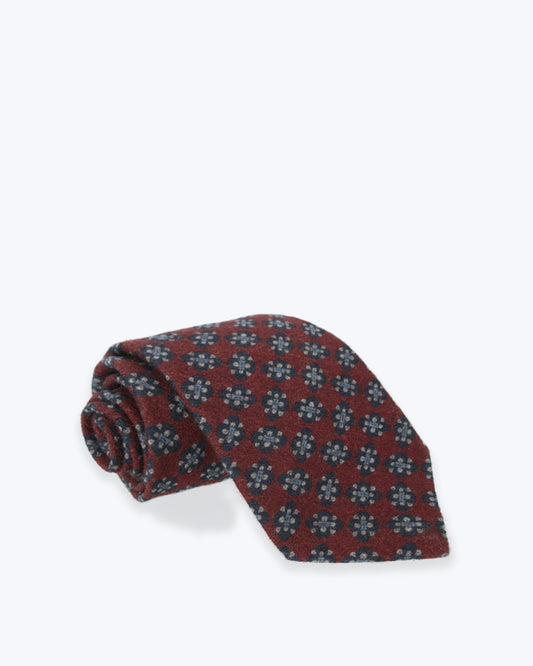 CORBATA DE LANA BURDEOS CON FLORES FULHAM