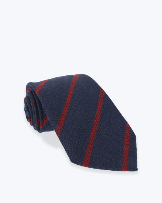 CORBATA DE LANA NAVY CON RAYAS ROJAS FULHAM