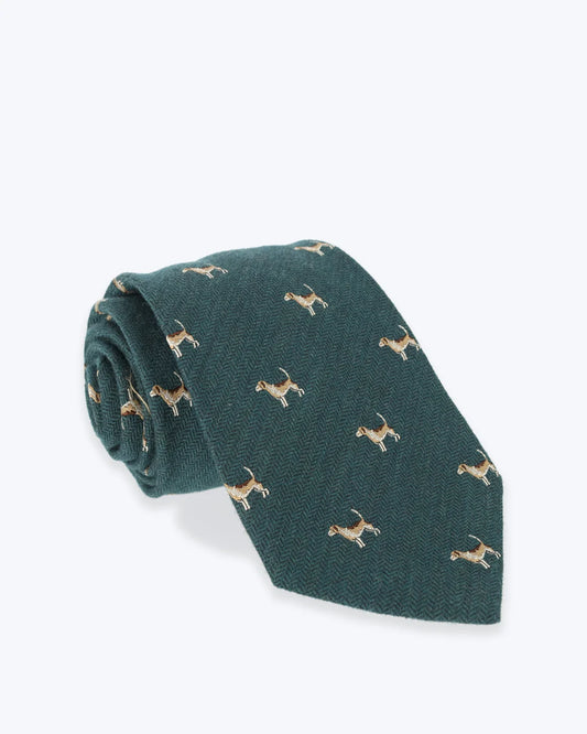 CORBATA DE LANA VERDE CON PERROS FULHAM