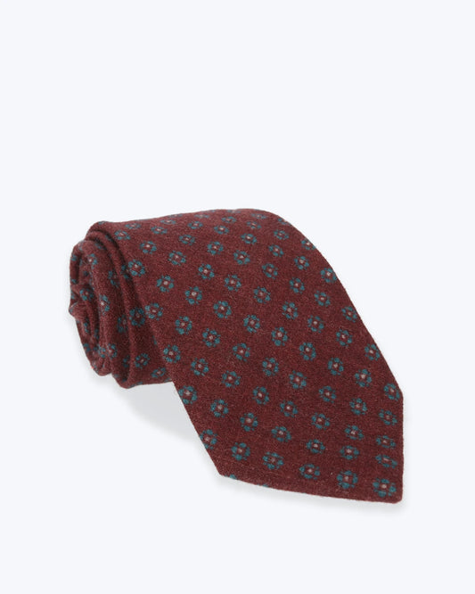 CORBATA DE LANA BURDEOS CON FLORES FULHAM