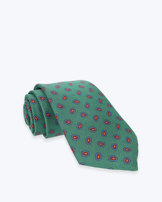 CORBATA DE SEDA VERDE ESTAMPADA ATKINSONS