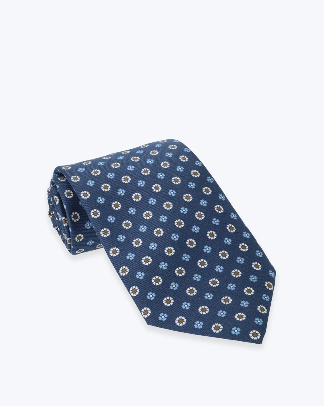 CORBATA DE SEDA AZUL CON FLORES ALTEA