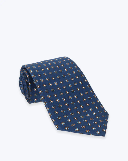 CORBATA DE SEDA AZUL CON FLORES MATTEO FERRETTI