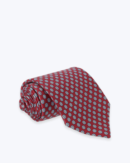 CORBATA DE SEDA BURDEOS CON FLORES FULHAM