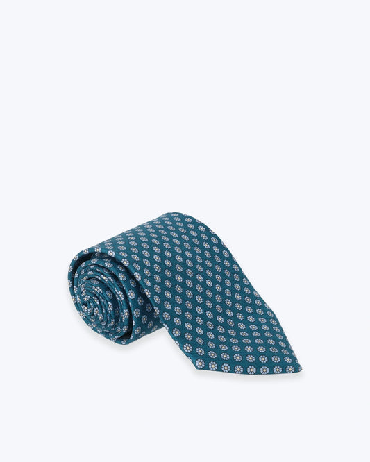 CORBATA DE SEDA VERDE AGUA CON FLORES FULHAM
