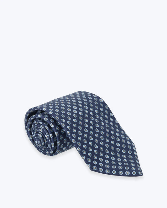 CORBATA DE SEDA AZUL MARINO CON FLORES FULHAM