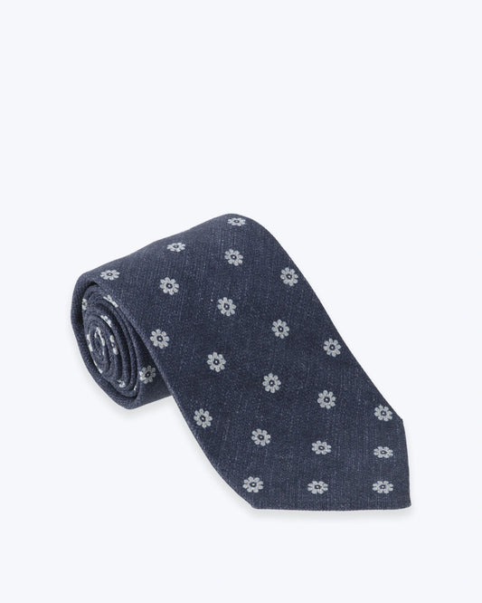 CORBATA DE SEDA AZUL CON FLORES FULHAM