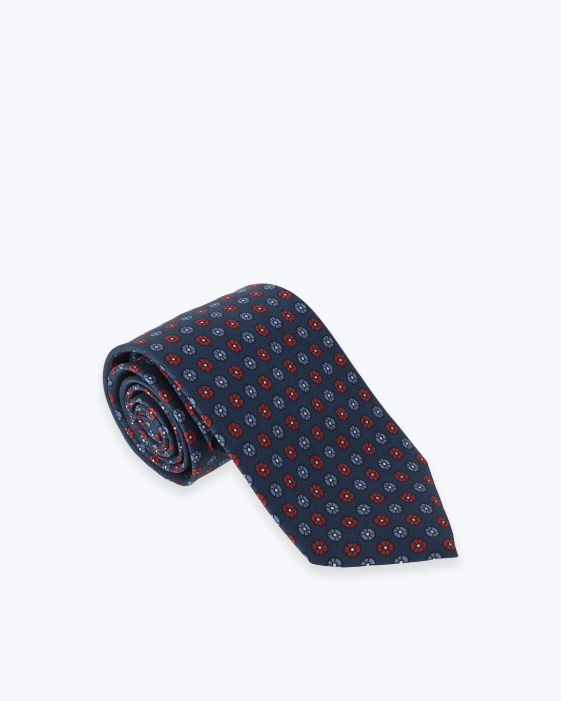 CORBATA DE SEDA AZUL CON FLORES ROJAS Y AZULES FULHAM
