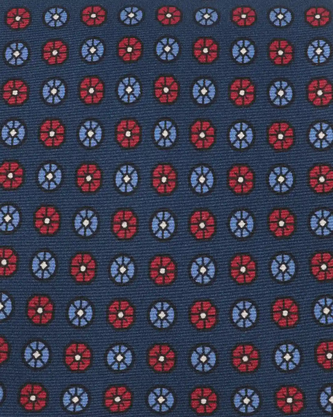 CORBATA DE SEDA AZUL CON FLORES ROJAS Y AZULES FULHAM