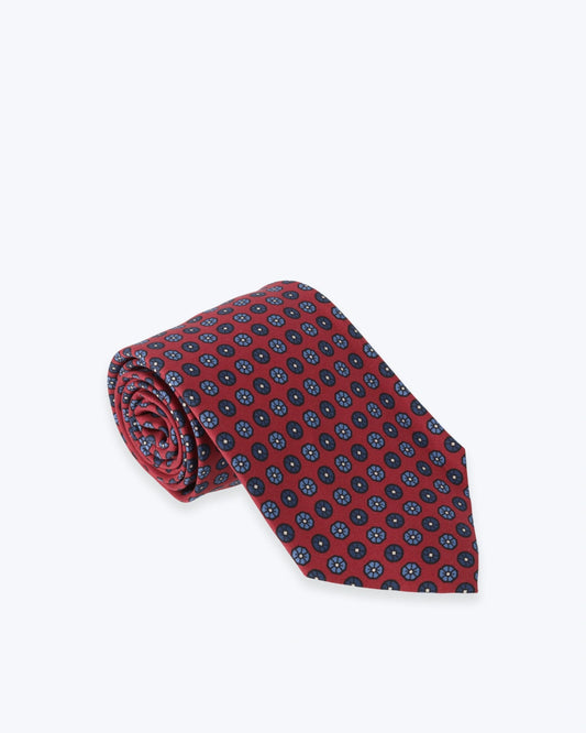 CORBATA DE SEDA ROJA CON FLORES FULHAM