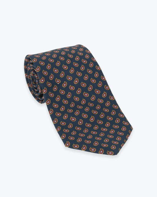 CORBATA AZUL CON ESTAMPADO PAISLEY ROJO ATKINSONS