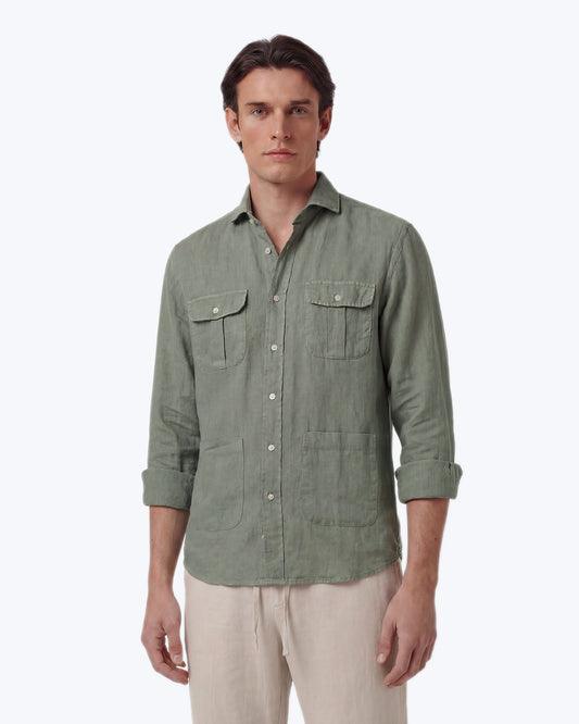 GUAYABERA DE LINO VERDE SEEMS