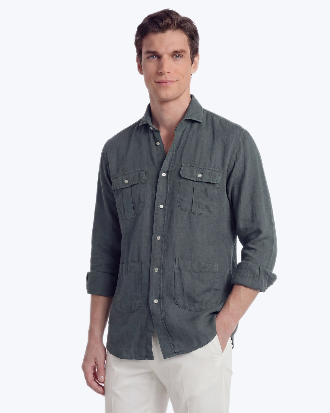 GUAYABERA DE LINO PETRÓLEO SEEMS