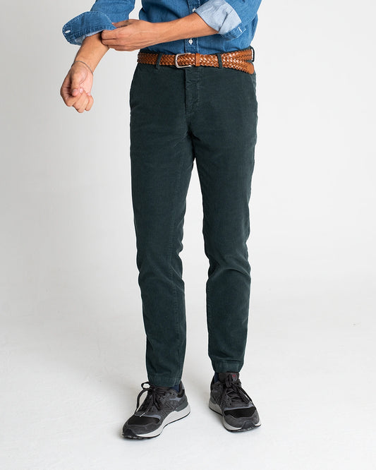 PANTALÓN CHINO DE PANA AZUL PETRÓLEO TWAY
