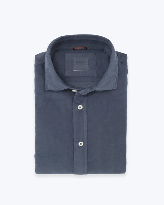 CAMISA DE MICROPANA AZUL OSCURO TWAY