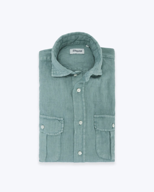 GUAYABERA DE LINO VERDE AGUA SEEMS