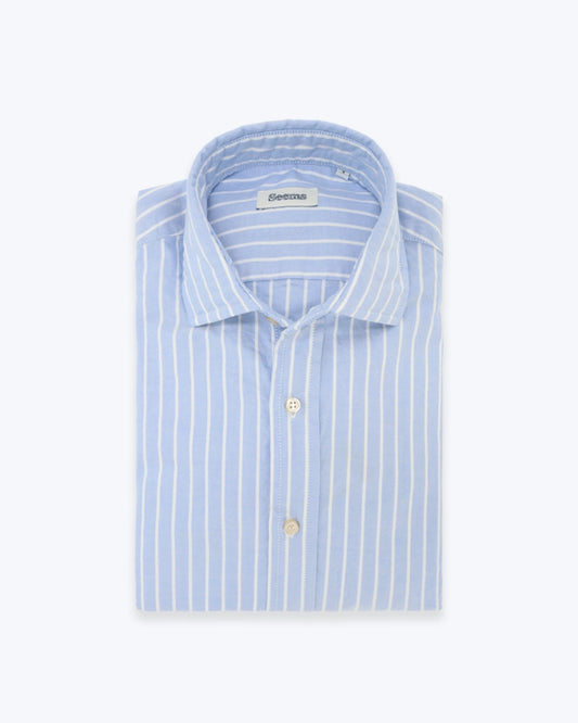 CAMISA AZUL DE RAYA BLANCA SEEMS