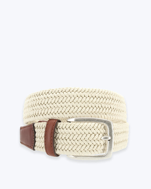 CINTURÓN TRENZADO ELÁSTICO CREMA TWAY