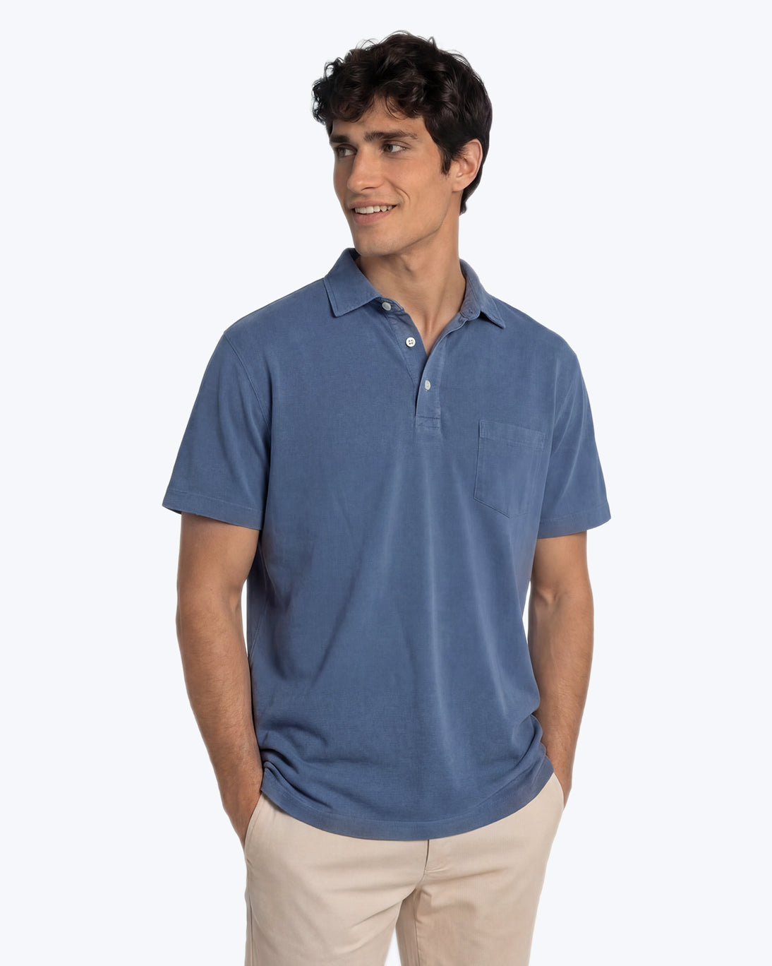 POLO DE JERSEY MANGA CORTA AZUL MEDIO TWAY