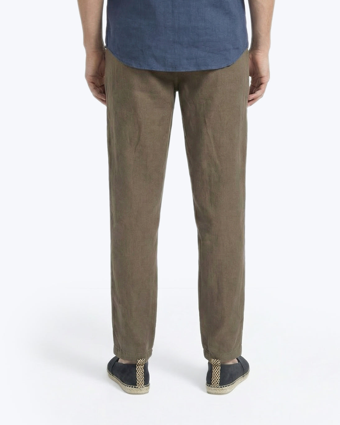 PANTALÓN DE LINO VERDE AMARRONADO CALA 1789