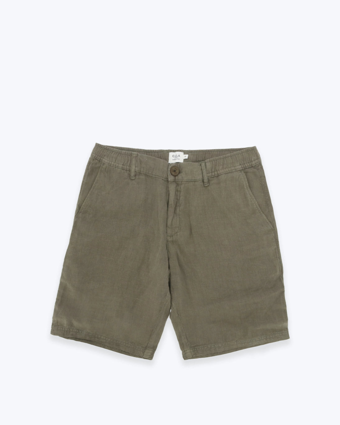 BERMUDAS DE LINO VERDE MILITAR CALA 1789