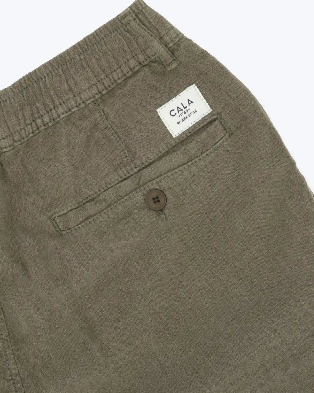 BERMUDAS DE LINO VERDE MILITAR CALA 1789