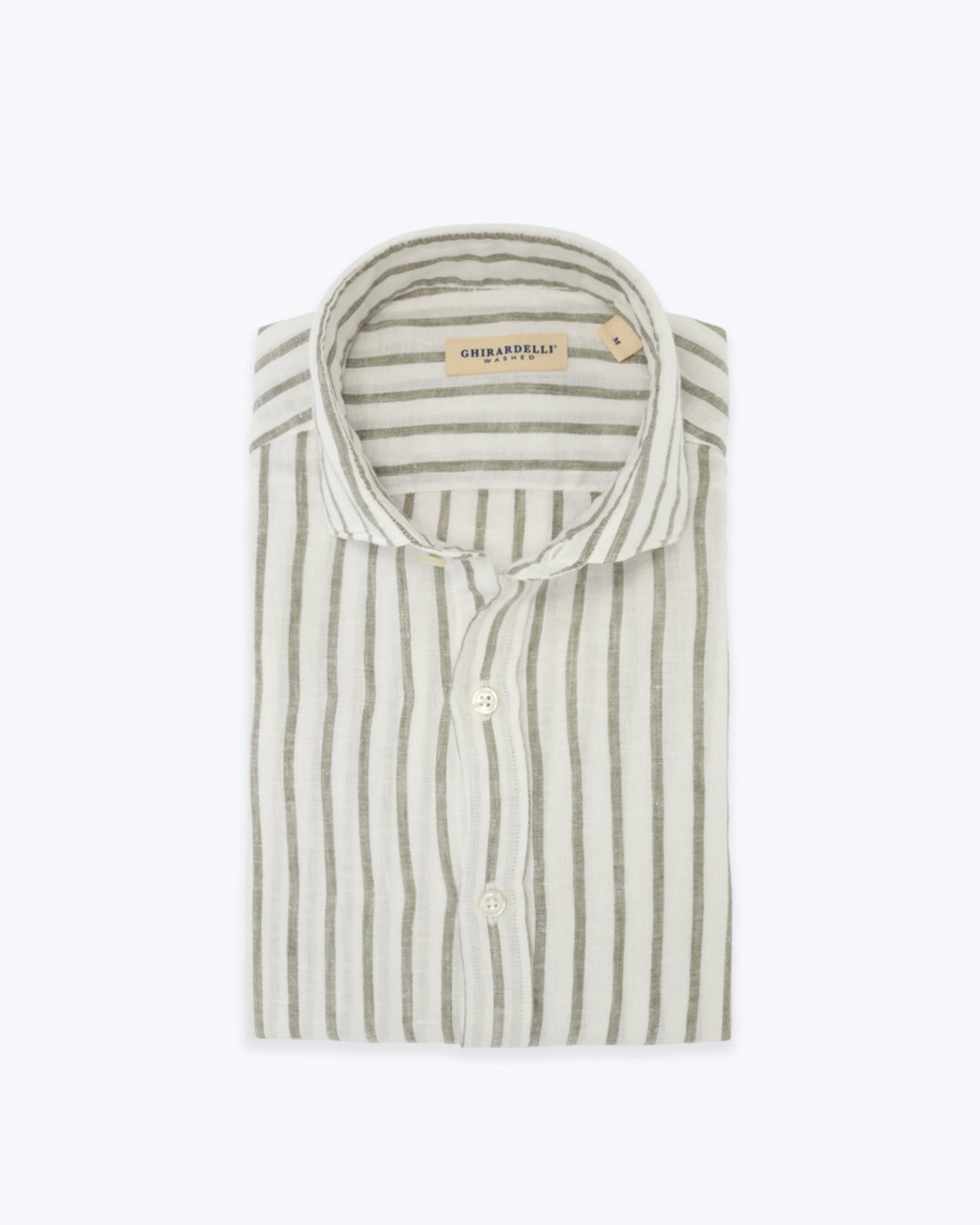 CAMISA LINO BLANCO CON RAYAS VERDES GHIRARDELLI