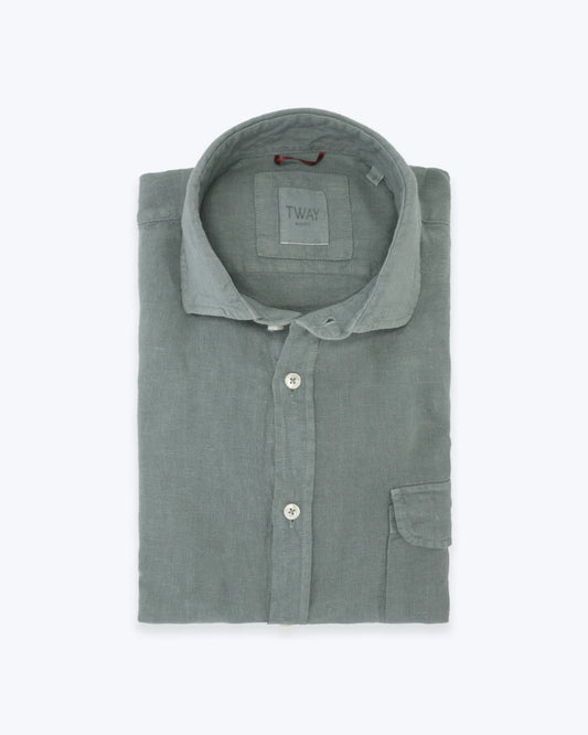 CAMISA DE LINO VERDE  TWAY